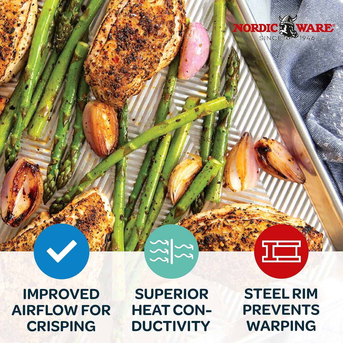 Nordic Ware Prism Half Sheet - Durable Metallic Baking Pan for Perfectly Even Cooking