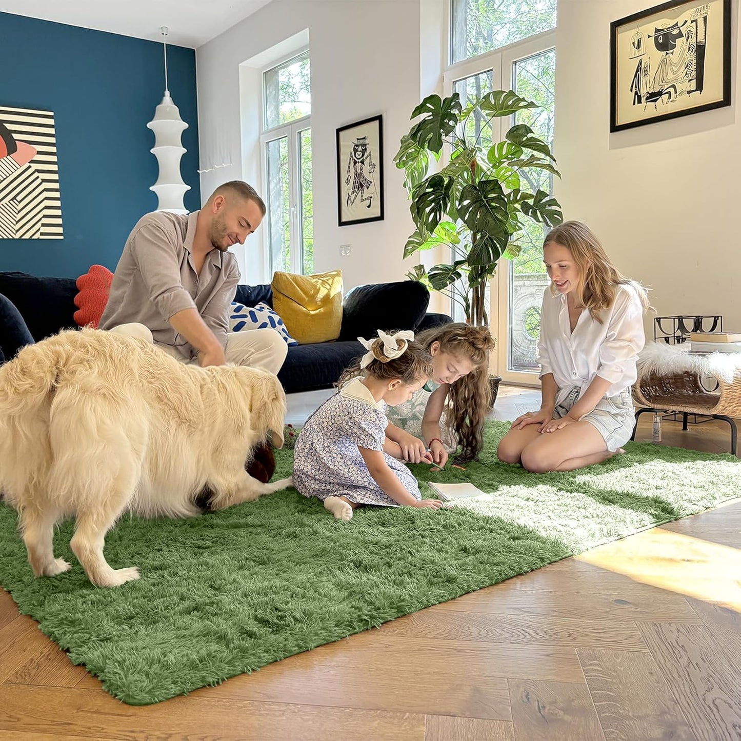 OLANLY 2x8 Soft Fluffy Machine Washable Runner Rug - Stylish Indoor Carpet for Bedroom & Hallway | Green