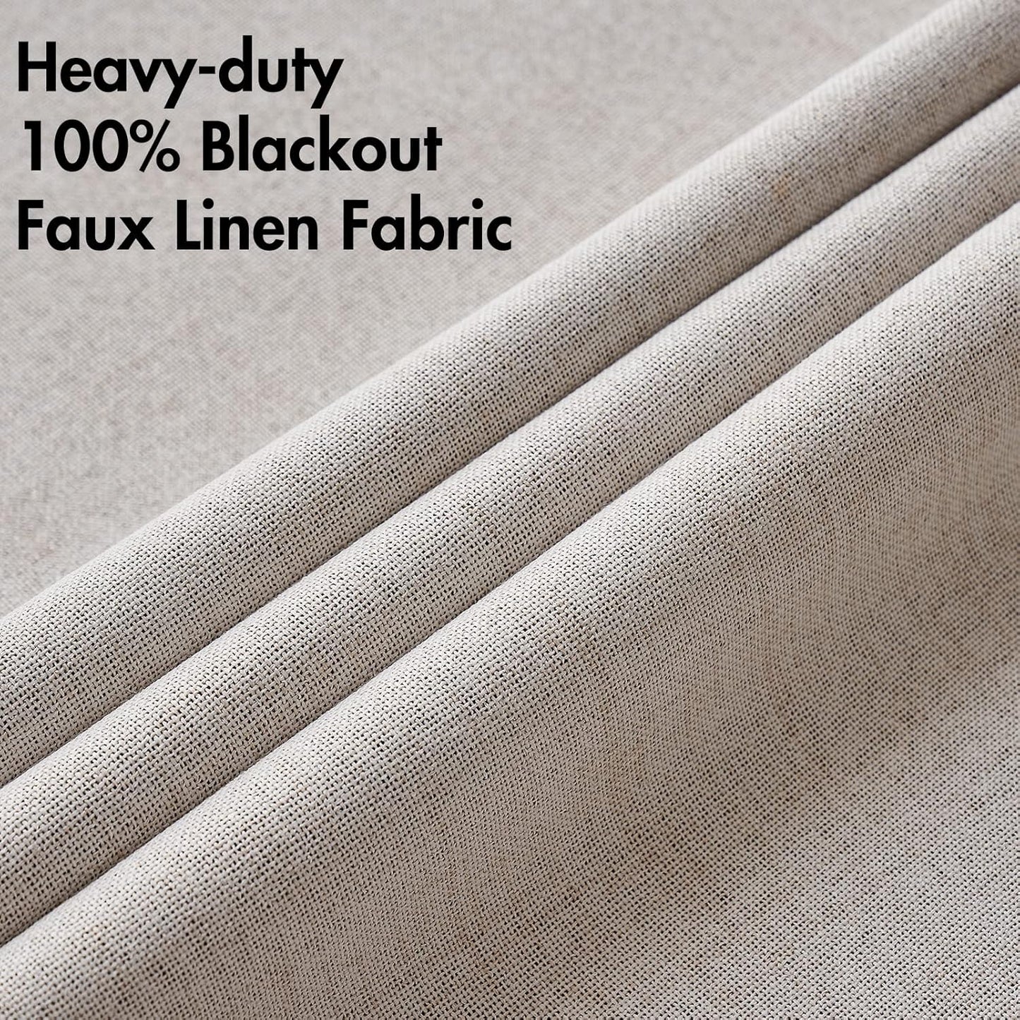 MIULEE 100% Blackout Linen Textured Curtains - Thermal Insulated Ivory Drapes | 52 x 108 Inch (2 Panels) for Luxury Bedroom & Living Room Decor