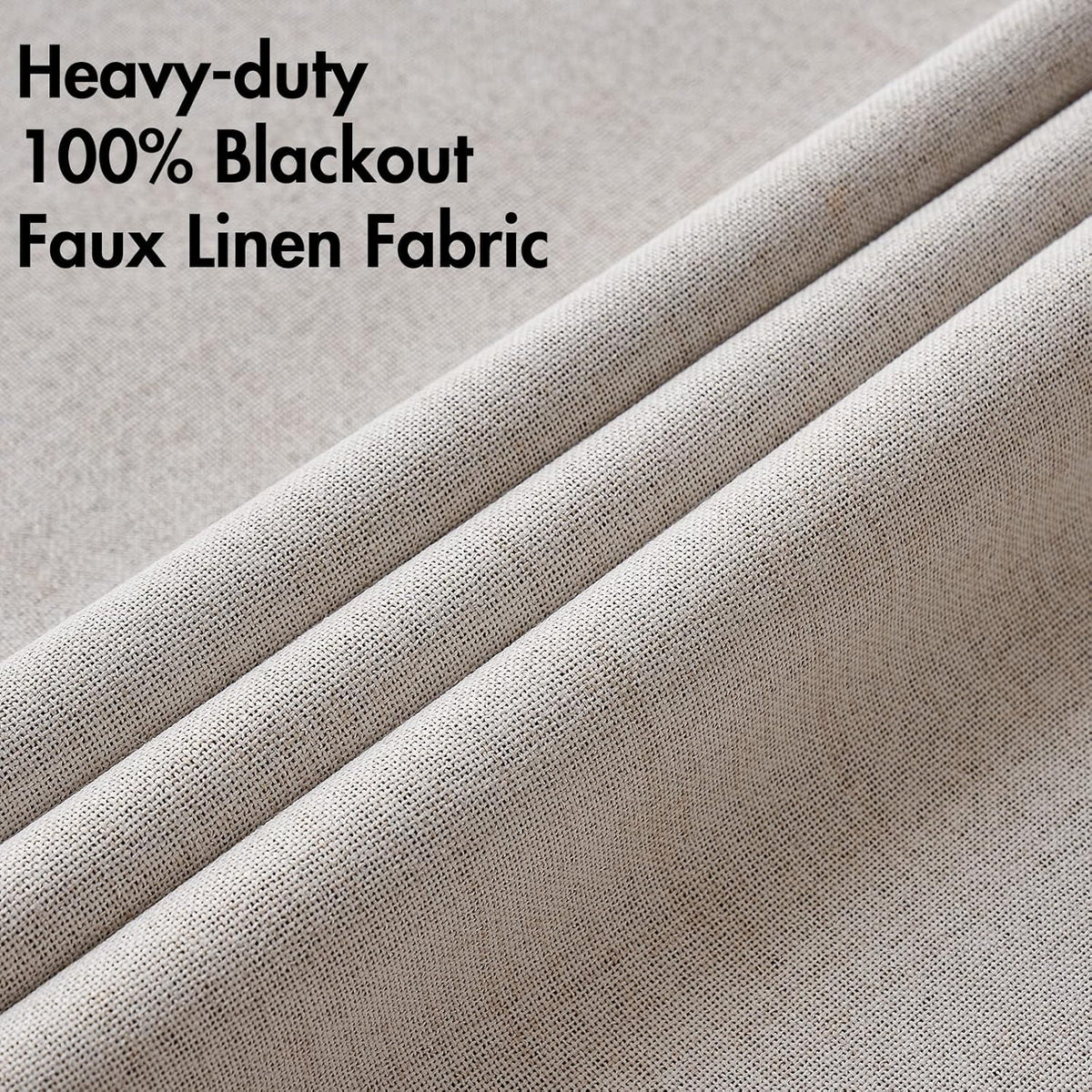 MIULEE 100% Blackout Linen Textured Curtains - Thermal Insulated Ivory Grommet Drapes | 52 x 84 Inch (2 Panels)