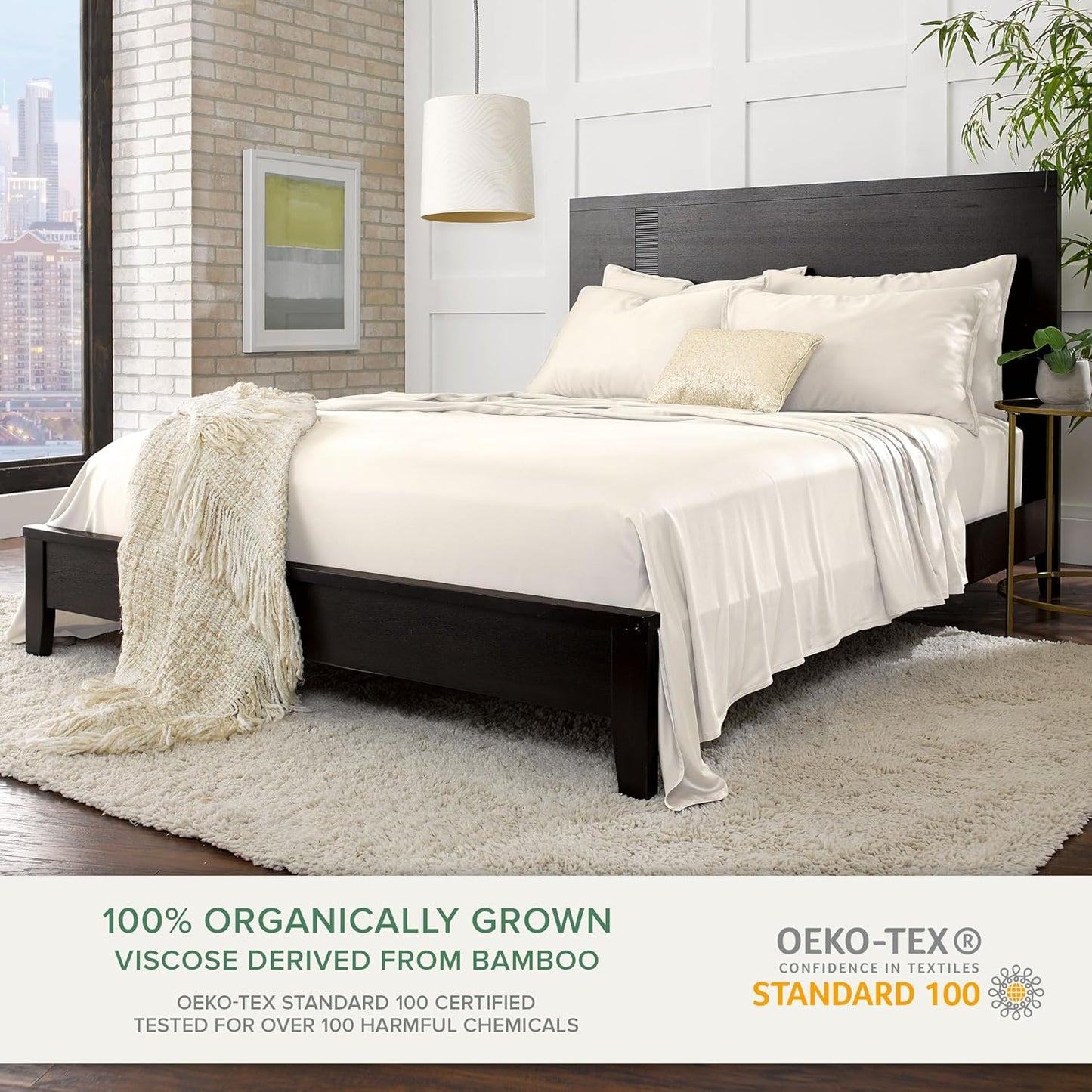 Pure Bamboo Queen Sheets - 100% Organic Viscose Bed Sheet Set | Luxuriously Soft & Cooling, Ivory