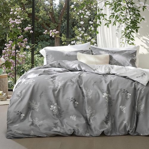 Bedsure Duvet Cover King Size - Reversible Floral Design | 3-Piece Grey Bedding Set with Zipper Closure & 8 Corner Ties