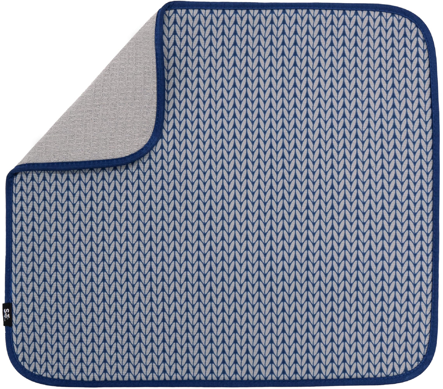 S&T INC. Dish Drying Mat, 16” x 18”, Absorbent Microfiber Kitchen Counter Mat, Dish Drying Pad for Dishes, Utensils, Pots and Pans, Large, Blue Stockinette