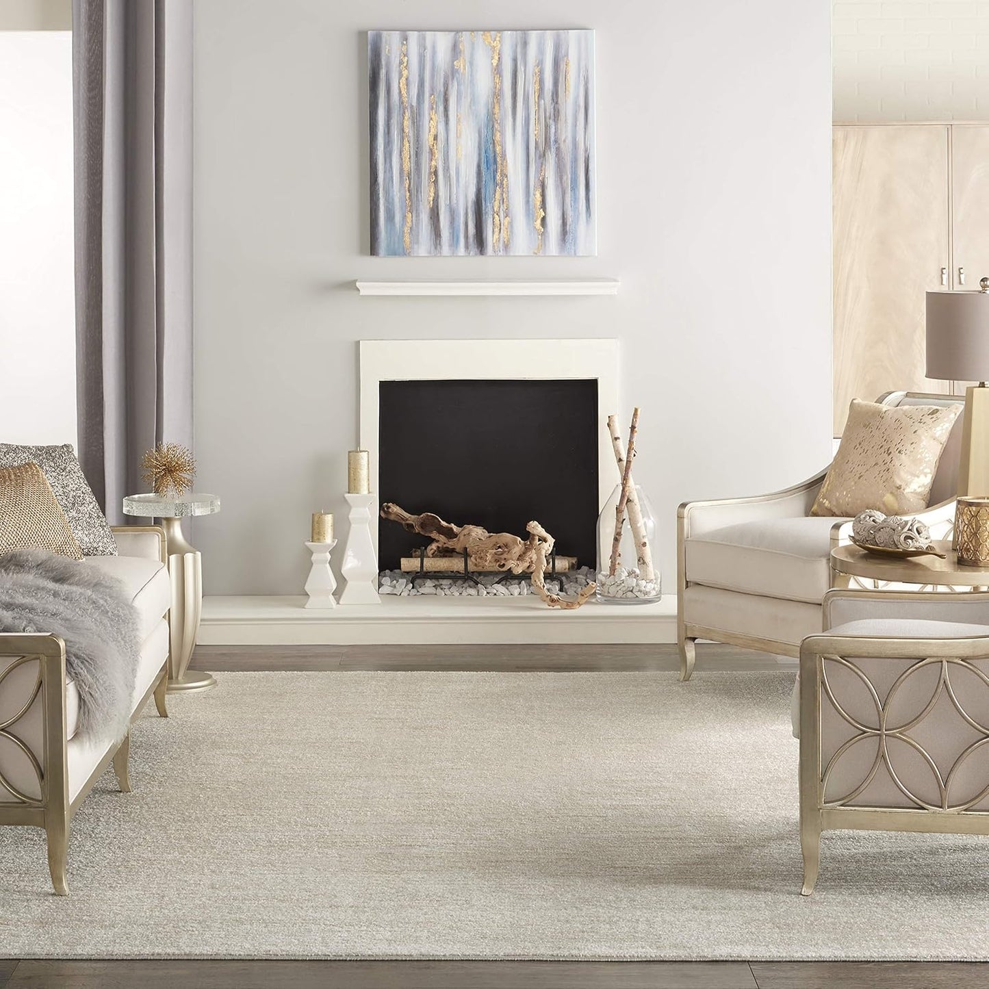 Nourison Home Area Rug - Essentials Ivory Beige, Easy Clean, Non-Shedding | 10' x 14' for Living Room, Bedroom, Kitchen