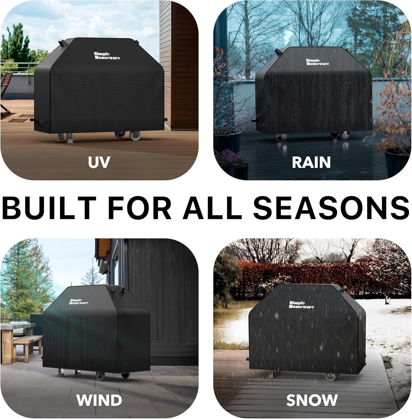 Simple Houseware Heavy-Duty BBQ Gas Grill Cover - 55 in. Waterproof & Weather-Resistant 600D Polyester