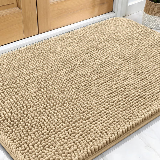 OLANLY Dog Door Mat - Absorbent Non-Slip Mud Mat for Dogs | Quick Dry Chenille 30x20, Beige