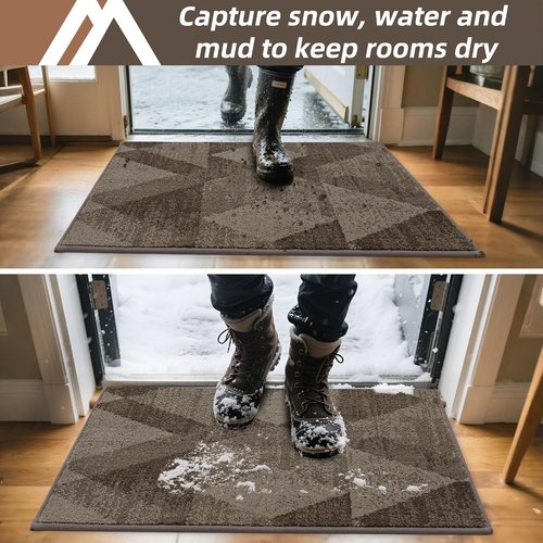 COSY HOMEER Entryway Rugs - Non-Slip, Absorbent Polyester Doormat | 20"x32" for High Traffic Areas, Brown