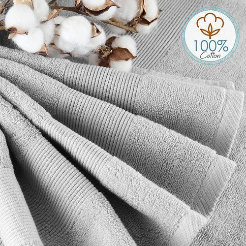 Hearth & Harbor Bath Towels - Luxury 100% Ring Spun Cotton Set of 6 - Ultra Soft & Highly Absorbent in Silver Gray