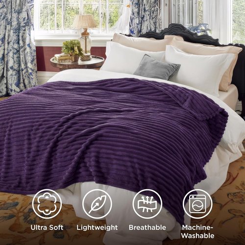 Bedsure GentleSoft California King Size Blanket - Cozy Purple Fleece Throw, 102x96 Inches, Perfect Gift for Women