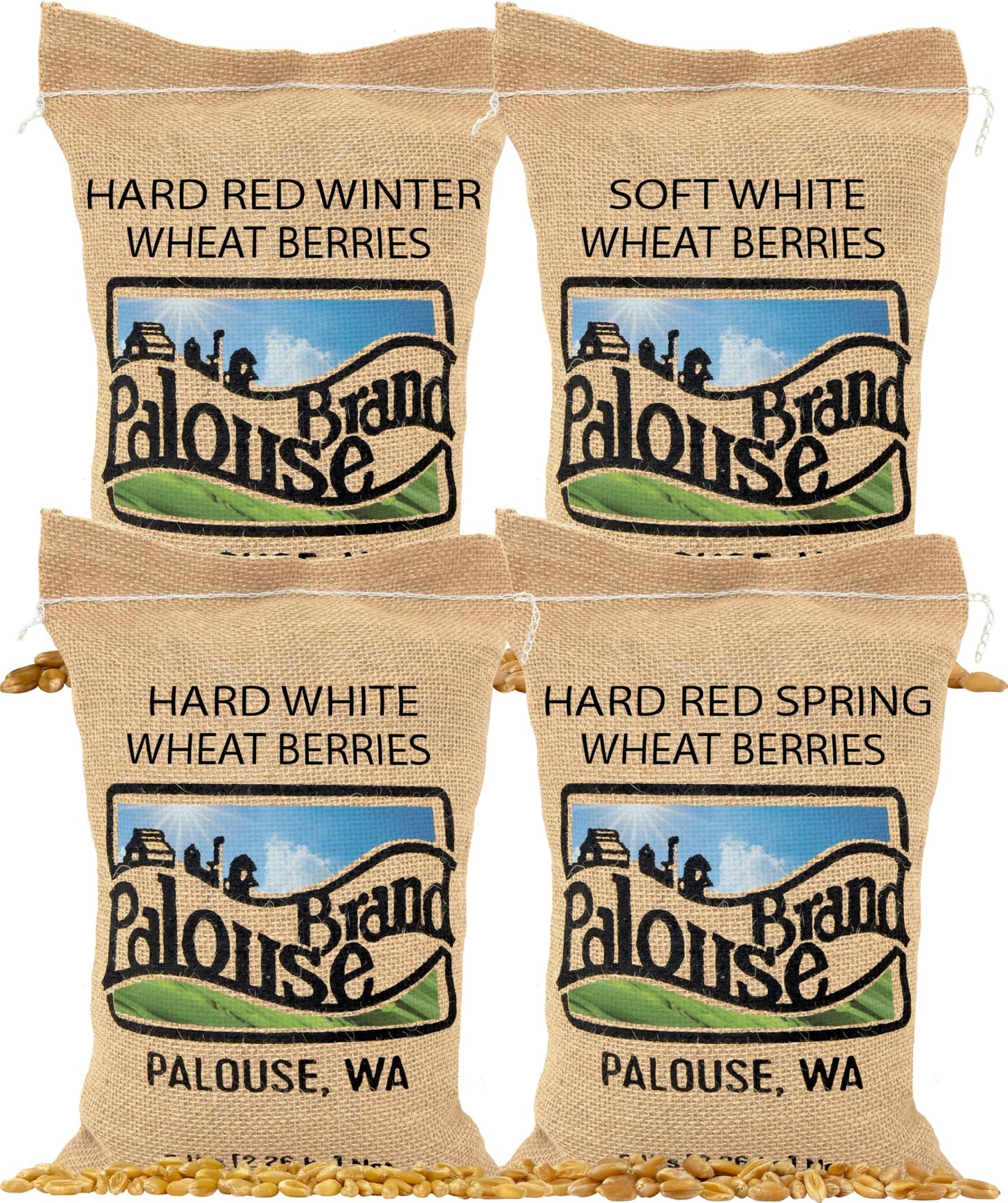 Palouse Brand Certified Glyphosate Residue Free Hard White, Soft White, Red Spring and Winter Wheat Berries | 20 LBS | Non-GMO Project Verified | Kosher (4-5 lb bags each)