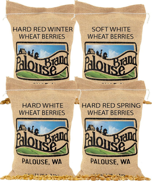Palouse Brand Certified Glyphosate Residue Free Hard White, Soft White, Red Spring and Winter Wheat Berries | 20 LBS | Non-GMO Project Verified | Kosher (4-5 lb bags each)