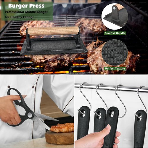 Blackstone 42PCS Griddle Accessories Kit | Complete Flat Top Grill Set with Spatula, Melting Dome & Burger Press