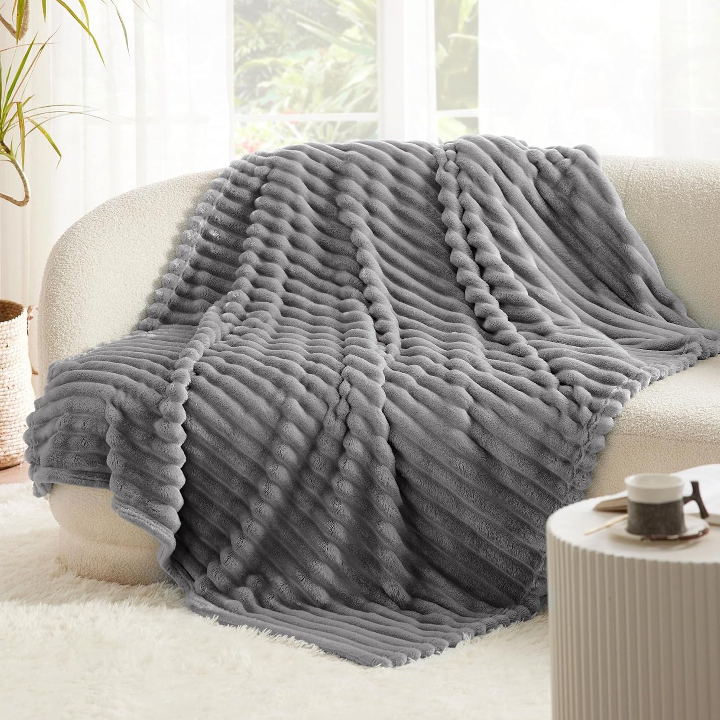 Bedsure GentleSoft Twin Blanket - Cozy Frost Gray Throw for Women & Girls, 66x90 Inches