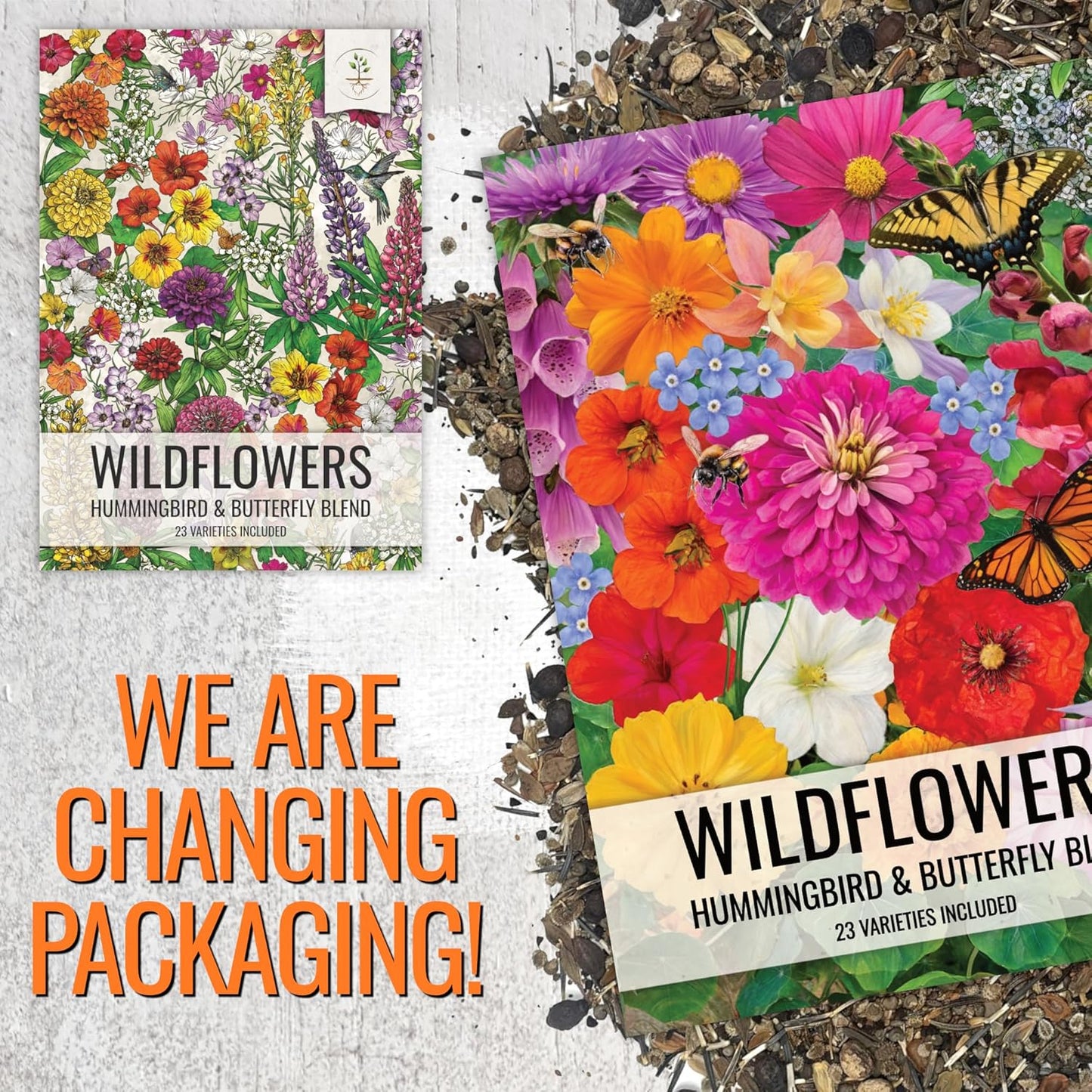 Seed Needs Wildflower Seeds - Butterfly & Hummingbird Mix | 23 Varieties, 2 Ounce Resealable Pack