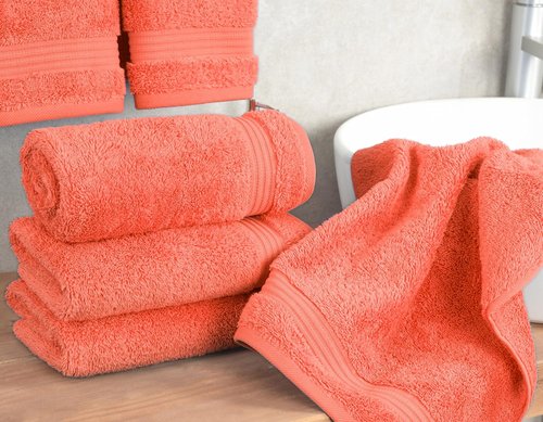 Cotton Paradise Hand Towels - 100% Turkish Cotton, Soft & Absorbent | 4-Piece Coral Set