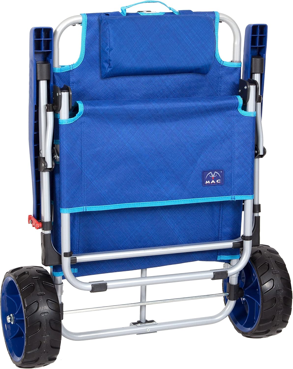 Mac Sports Foldable Beach Lounge Chair with Integrated Wagon Cart - Heavy Wheels for Easy Transport