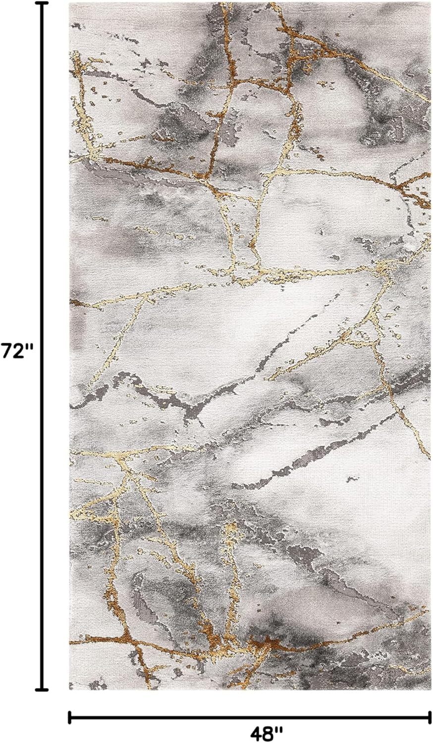 SAFAVIEH Craft Collection Accent Rug - 4' x 6', Grey & Gold, Modern Abstract Design, Non-Shedding & Easy Care, Ideal for High Traffic Areas in Entryway, Living Room, Bedroom (CFT877F)