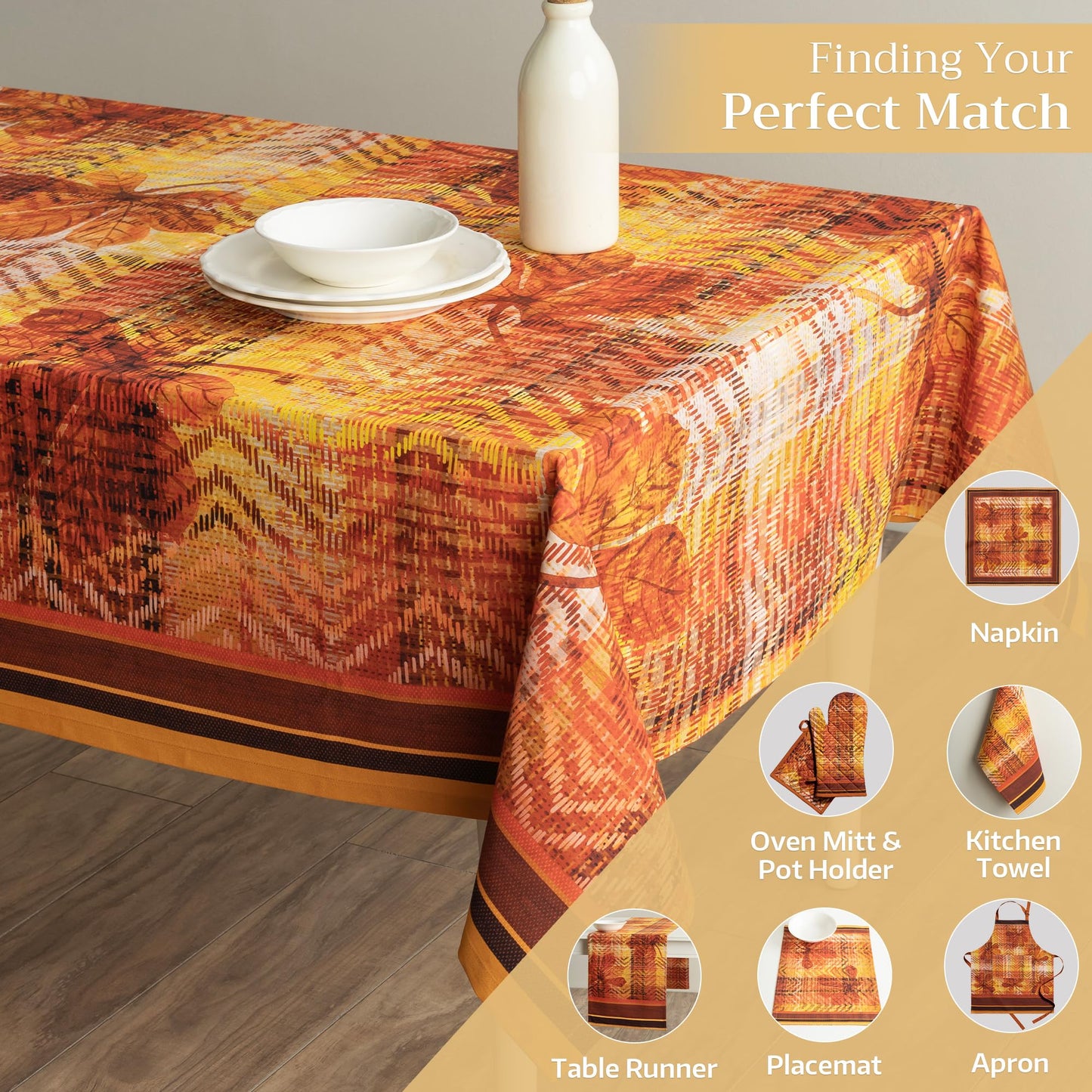 Maison d' Hermine Table Cloth Square Table 100% Cotton 54 x 54 Inches Fall Tablecloth Reusable Everyday Use for Thanksgiving Christmas Decorations Dining Farmhouse Party (Thanksgiving Tartan)