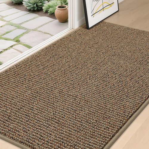BEQHAUSE Dirt Trapper Door Mat - Non-Slip, Washable, Absorbent | 36" x 60", Beige for Entryway