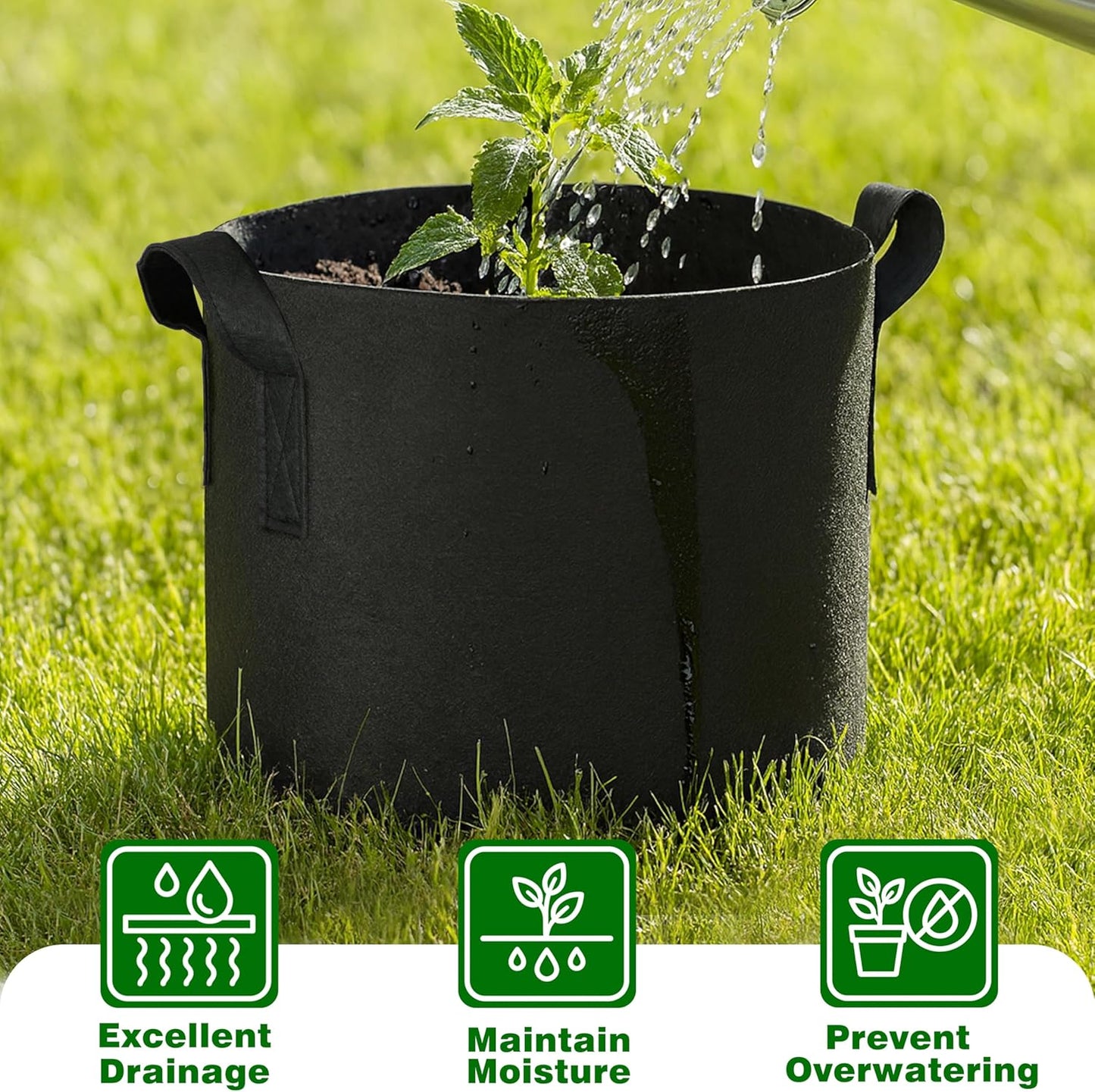 PHYEX 12-Pack 2 Gallon Grow Bags - Heavy Duty Fabric Pots with Handles for Vegetables, Herbs & Flowers