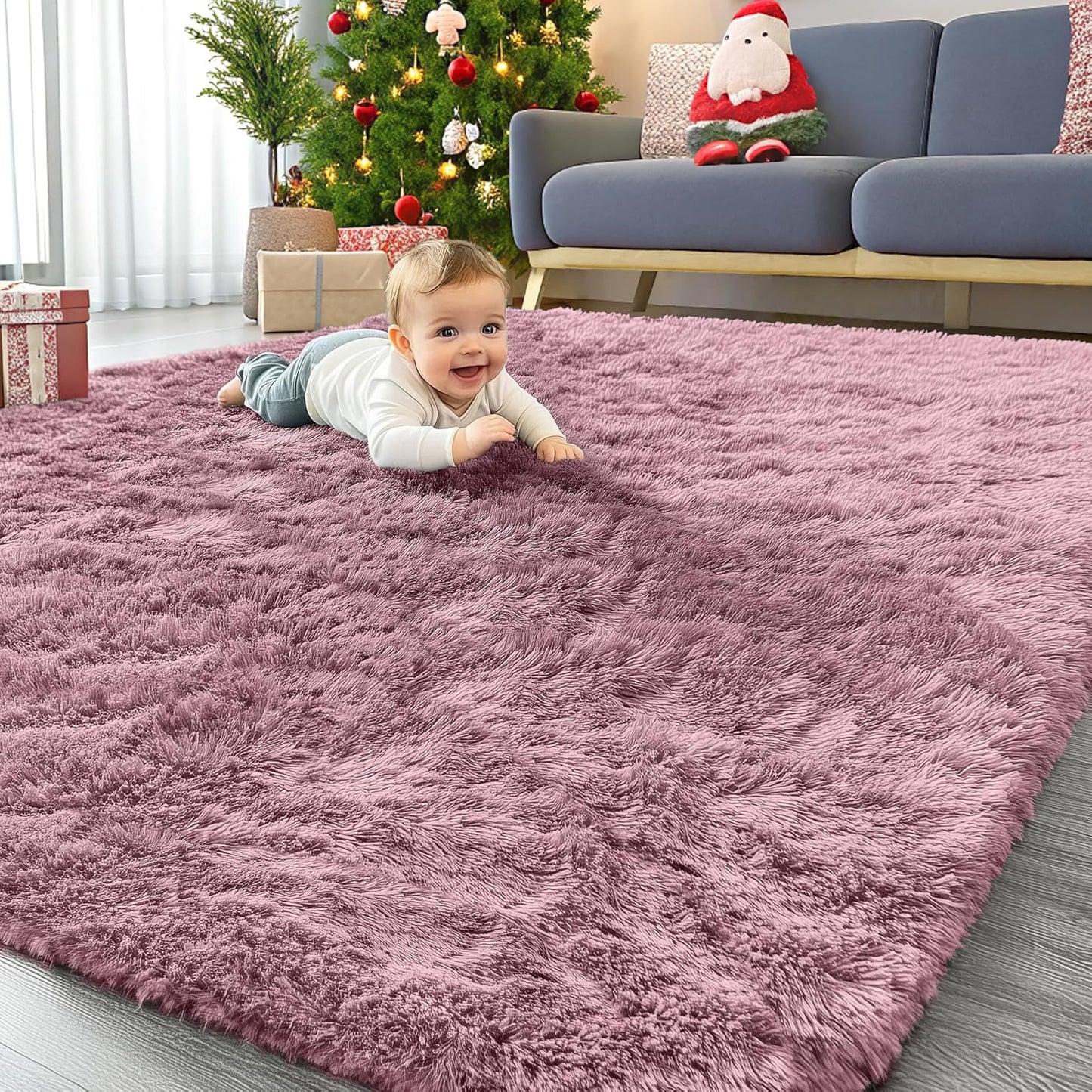 OLANLY Large Area Rug - Soft Fluffy Shaggy Carpet for Living Room & Bedroom | 5x8 Blush Decor