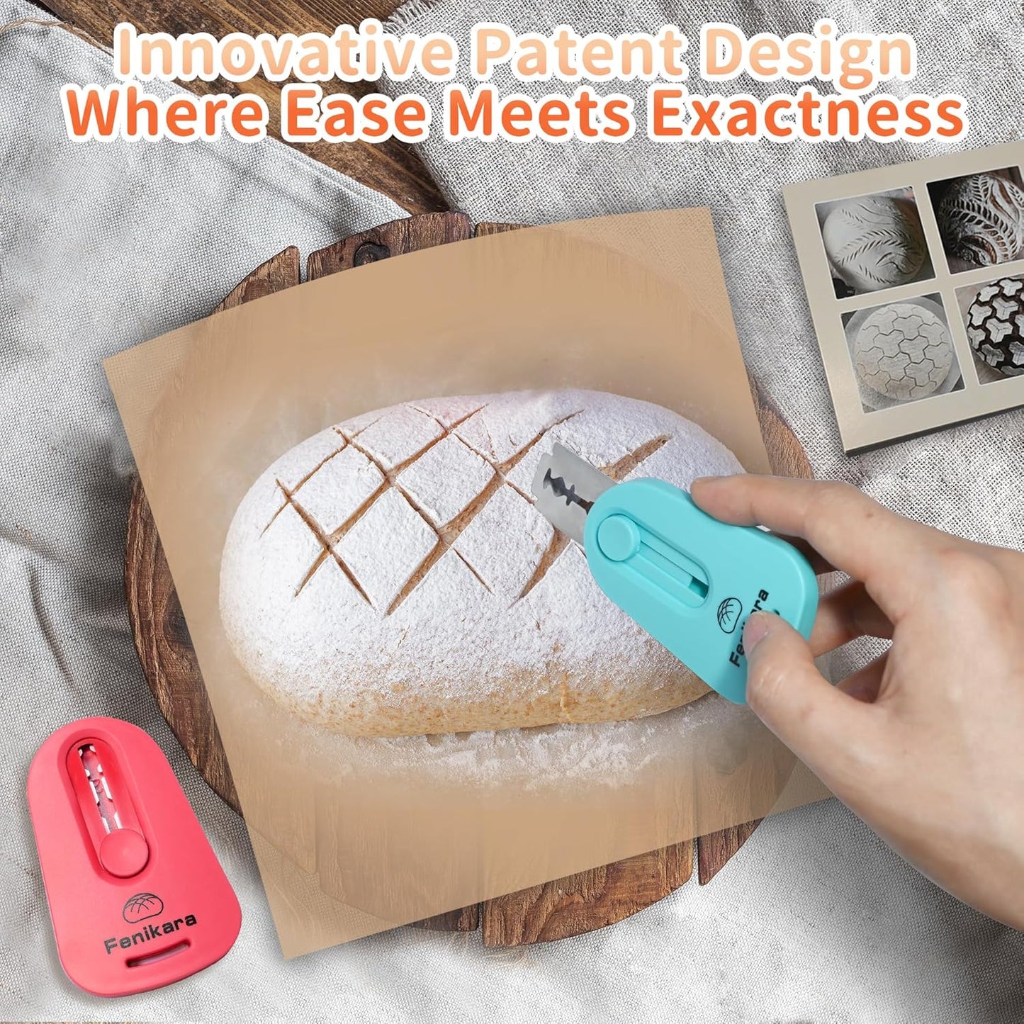 Skiennix Magnetic Sourdough Scoring Tool - Professional Bread Lame with Patterns Booklet & Razor Blades | 2PCS Set