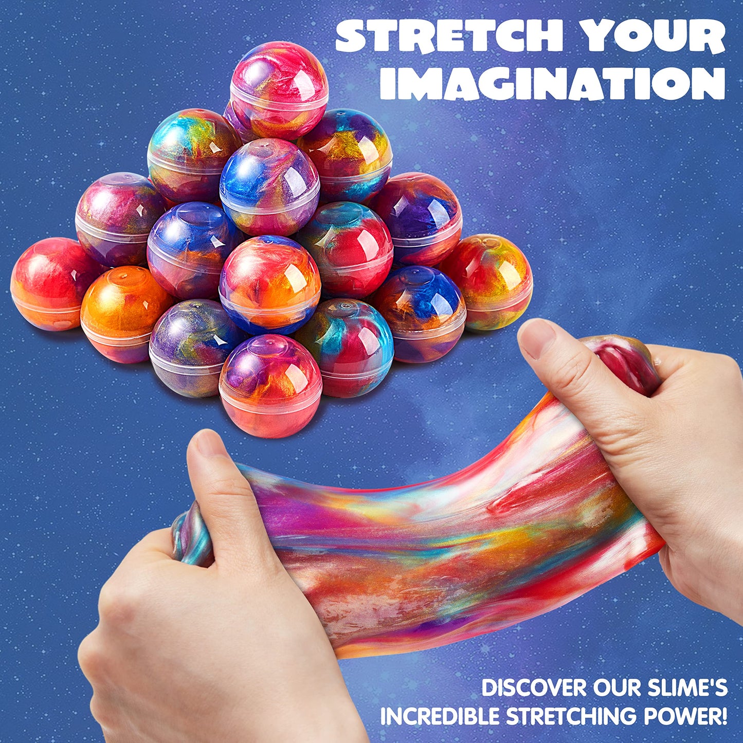 JOYIN Slime Party Favors, 36 Pack Galaxy Slime Ball- Stretchy, Non-Sticky, Mess-Free, Stress Relief, and Safe - Toys for Girls and Boys - Easter, Classroom Reward, Party Supplies, Valentines