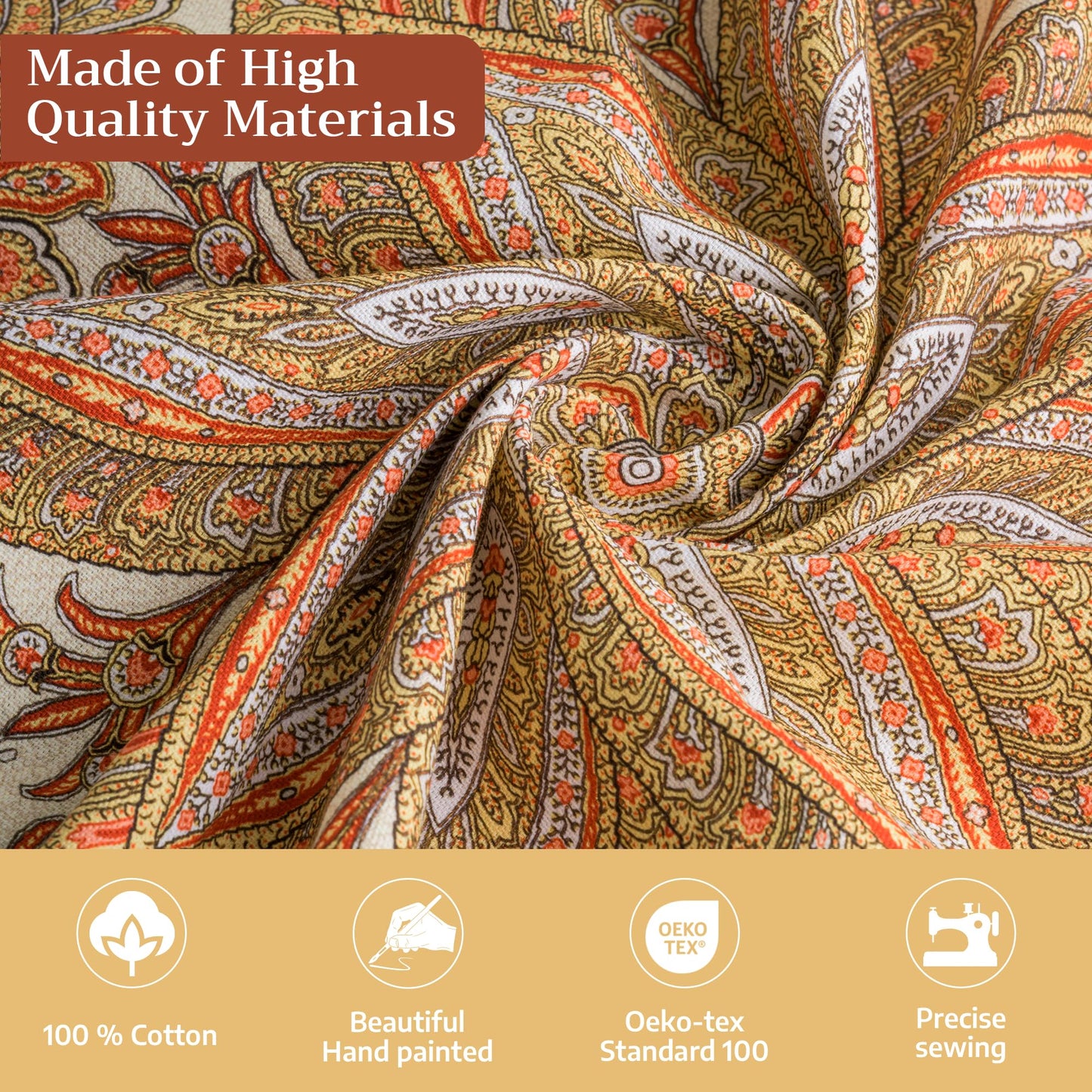 Maison d' Hermine Table Cloth Square Table 100% Cotton 60 x 60 Inches Tablecloth Reusable Decorative Everyday Use for Dining Room, Farmhouse, Home, Party, Festive & Wedding - Kashmir Paisley