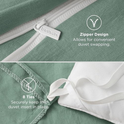 Bedsure Sage Green Duvet Cover Set - Extra Soft Twin/Twin XL Bedding with Zipper Closure & Pillow Sham