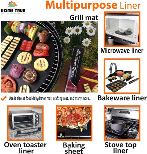 Home True Ovenliner - Non-Stick Microwave & Toaster Stovetop Mat | Black, 70x16.25 Inches