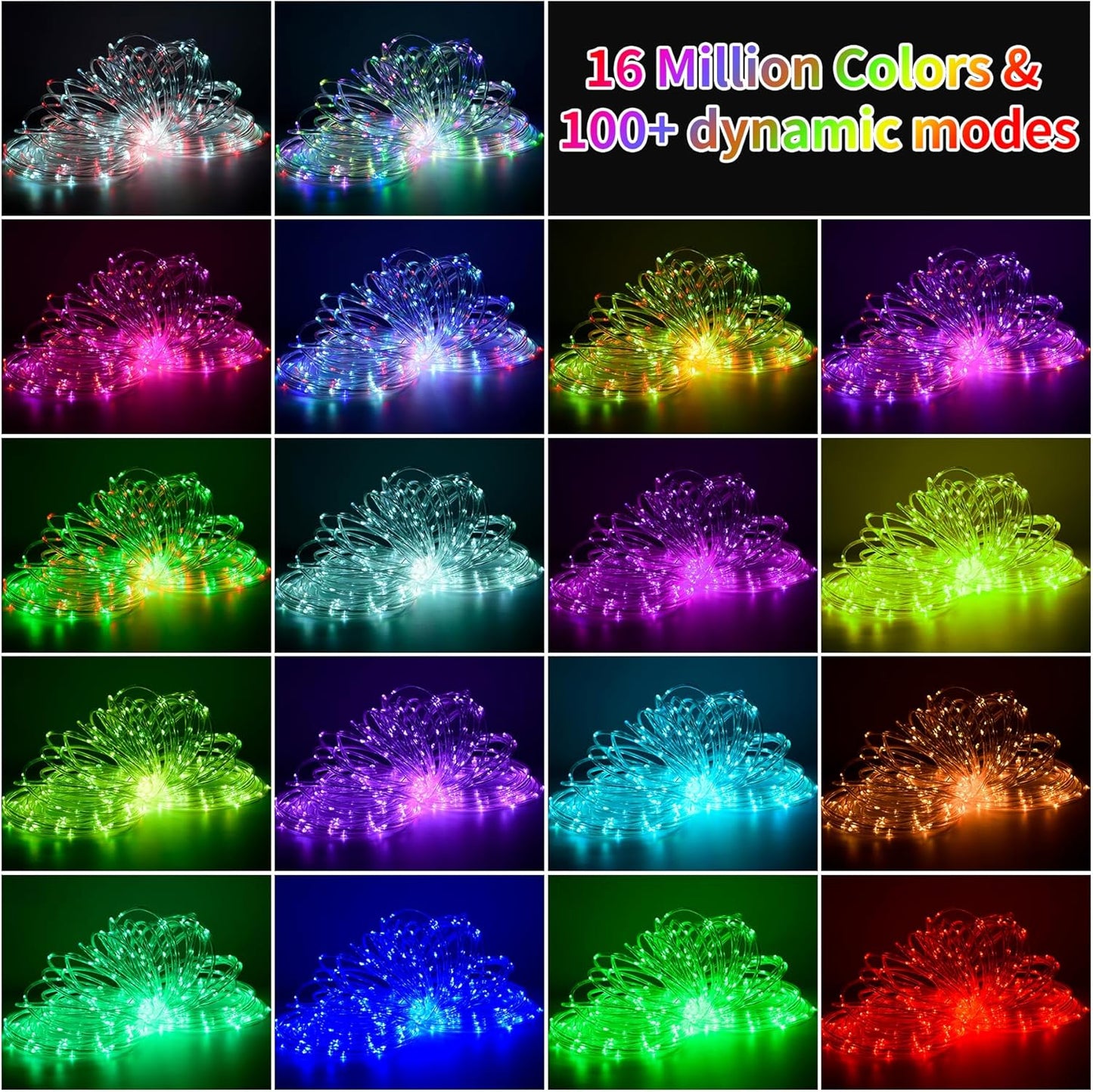 Skiennix 66ft LED Rope Lights - Waterproof Outdoor String Lights with Remote & APP Control | 16 Million Colors, Music Sync