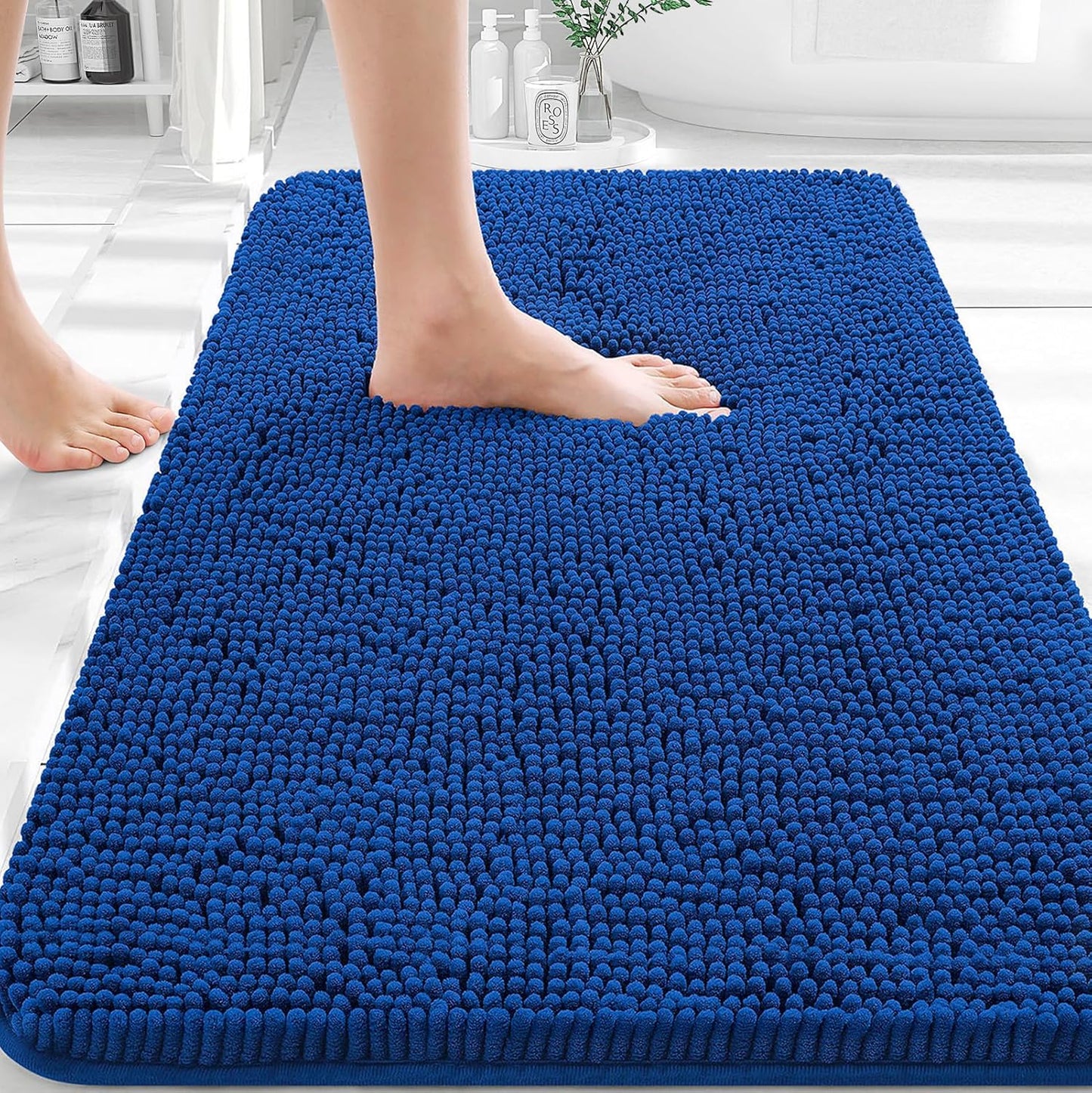 OLANLY Bathroom Rugs - Extra Soft Chenille Bath Mats | Quick-Dry, Machine Washable, 30x20, Royal Blue