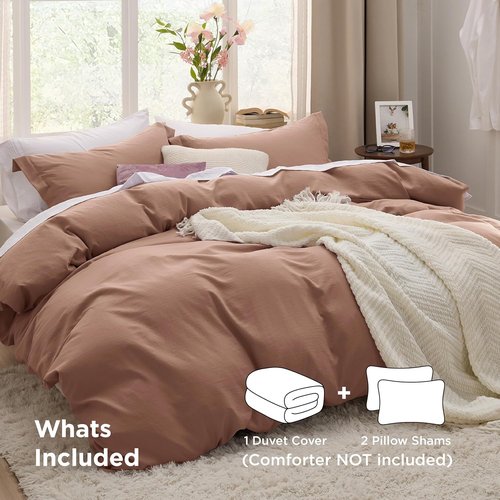 Bedsure Mocha Mousse Duvet Cover - Extra Soft 3-Piece Queen Bedding Set with Zipper Closure | 90x90 Inches