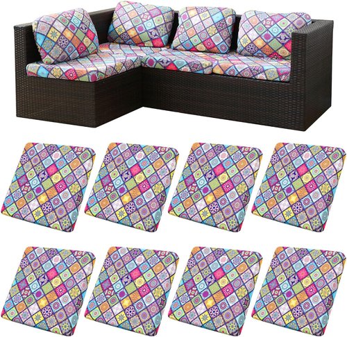 BIETYONE 8Pcs Stretch Patio Cushion Covers - Washable Outdoor Couch & Sofa Slipcovers | Colored Glass