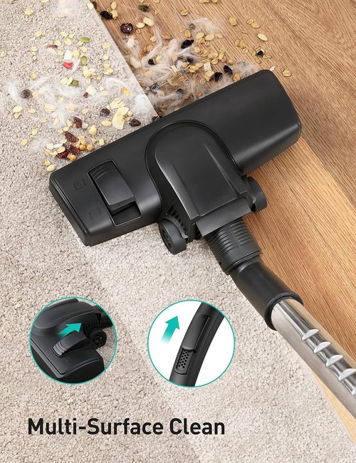 Aspiron Canister Vacuum Cleaner - 40Kpa Powerful Bagless Design | 4QT Dust Cup, Double HEPA Filter, Lightweight with 5 Tools - Mauve