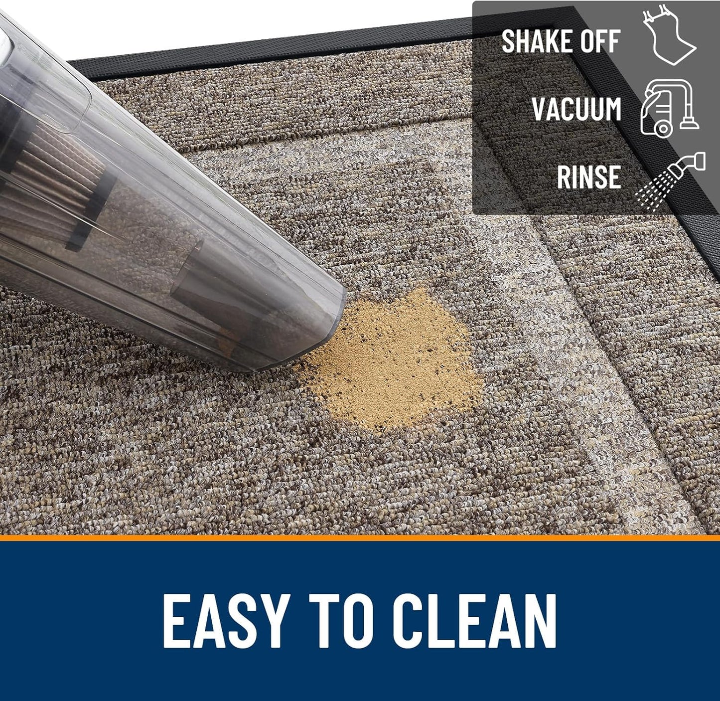 OLANLY Waterproof Front Door Mat - All-Season Indoor/Outdoor Doormat, Easy Clean, 29.5x17, Khaki/White