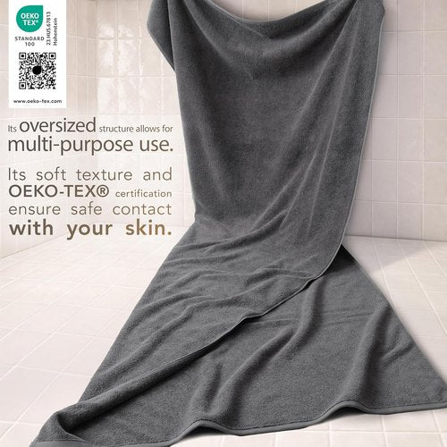 Cotton Paradise 100% Cotton Oversized Bath Sheet - Extra Large Dark Gray Turkish Towel 40x80