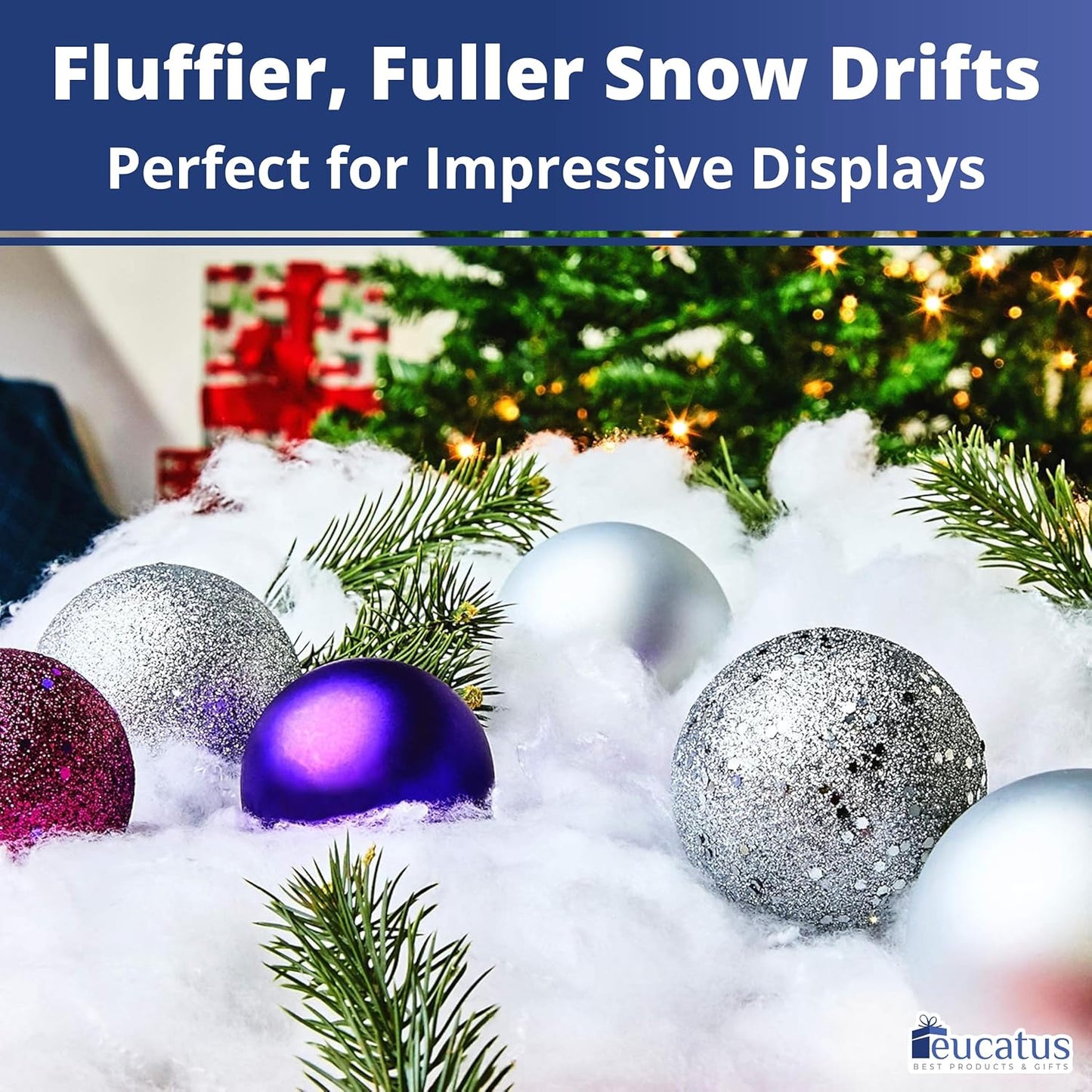 Skiennix Fake Snow Fluff Sheet - 15 Sqft Fluffy Cotton-Like Christmas Decoration for Mantle & Tabletop