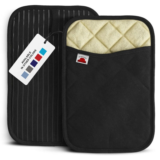 Big Red House - Silicone Pot Holders - Set of 2 Black - 10 x 6.75 - Heat Resistant to 536 F / 280 C Kitchen Protectors Hot Pans Baking Professional Grade Cooking Mitts
