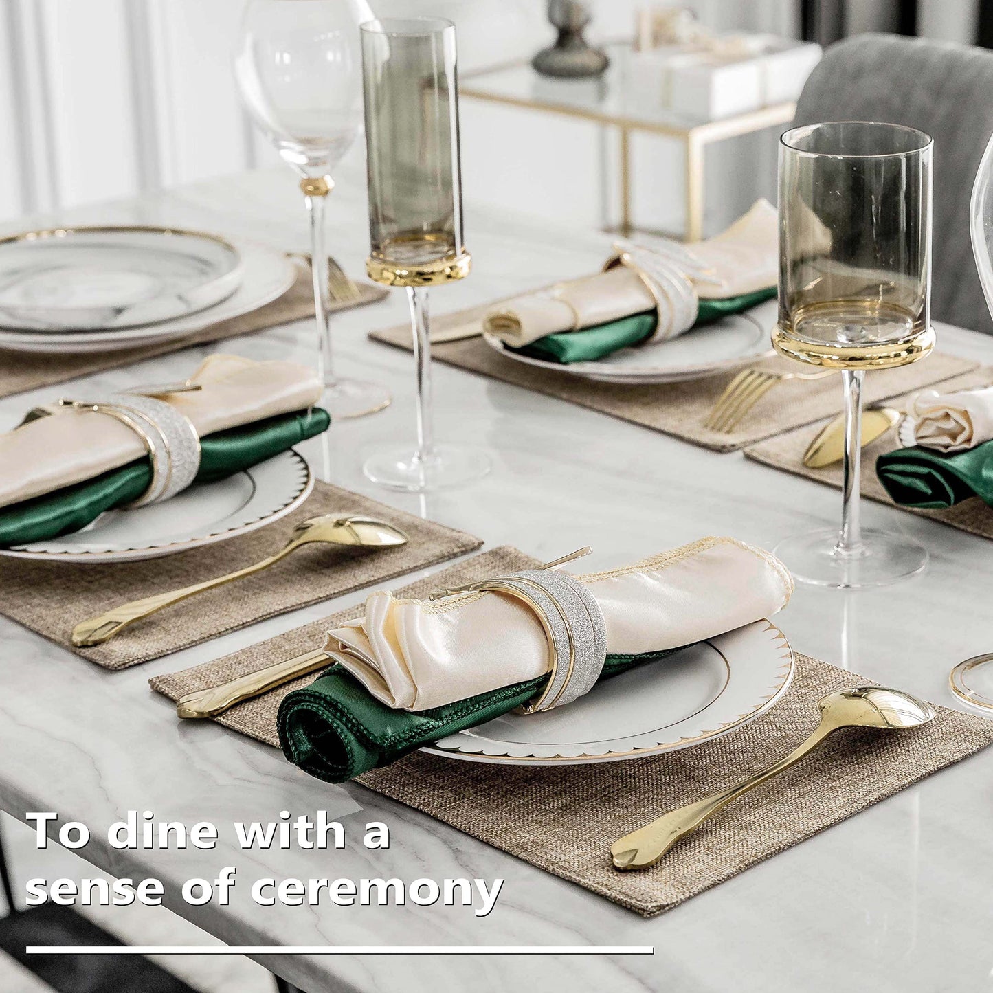 Home Brilliant Linen Placemats Set of 4 Heat Resistant Dining Table Cloth Place Mats Kitchen Table Mats Placemats Table Decor, Natural Linen