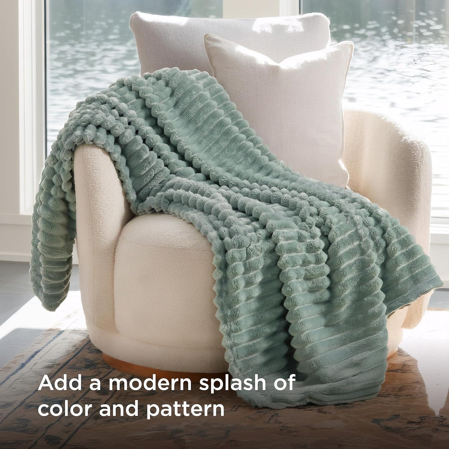 Bedsure GentleSoft Fleece Blanket - Cozy Sage Green Throw for Couch, 50x70 Inches