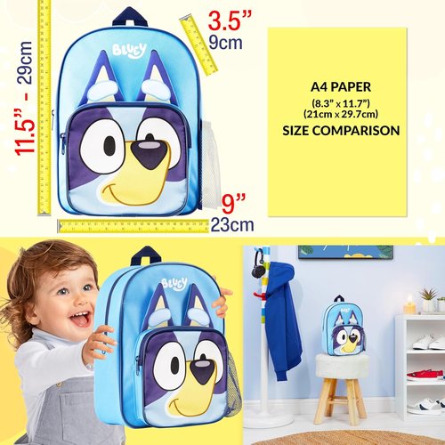 Bluey Mini Backpack - Kids' Adjustable Travel Bag | 11.5x9 in, Perfect for Picnics & Gifts (Blue)