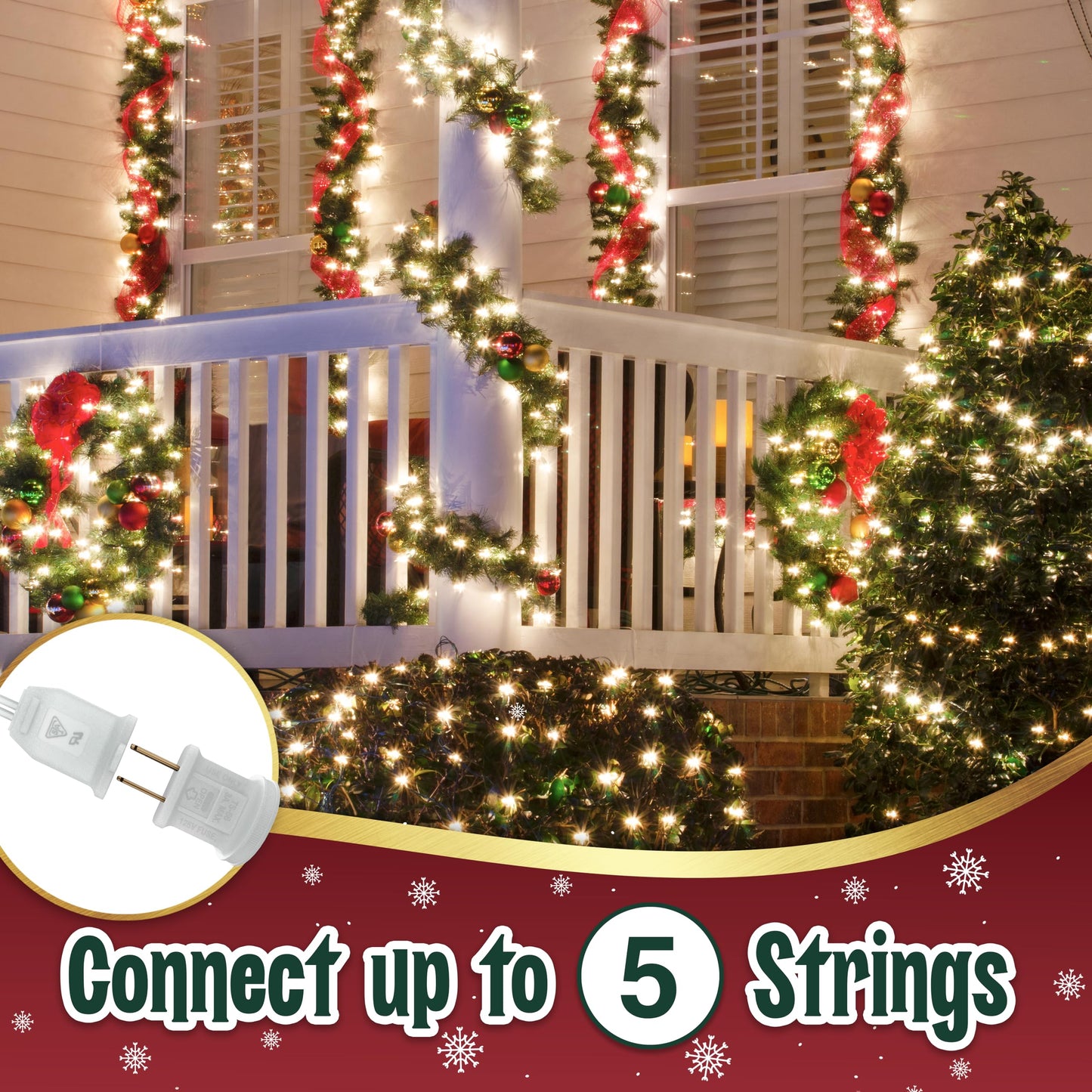 Clear Warm White Christmas Lights - 20 ft String of 105 Incandescent Mini Multifunctional Lighting Modes for Decorative, Bedroom, Outdoor, Xmas Twinkle Christmas Tree Lights, White Wire Total 21.6 ft