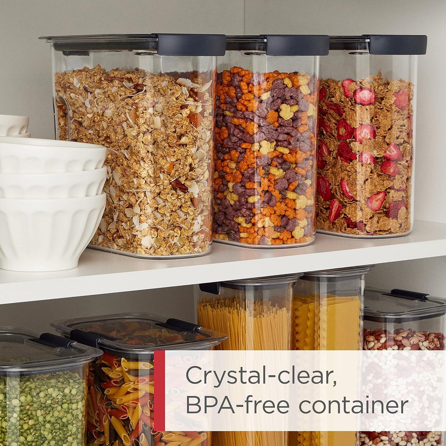Rubbermaid Brilliance Food Storage Containers - Set of 3 Plus Cereal Container for Freshness