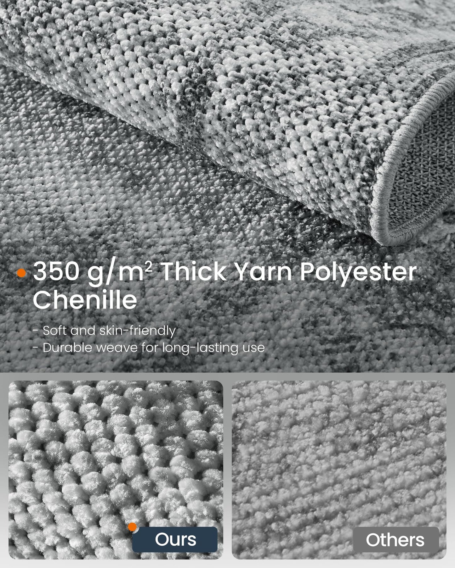 SONGMICS HOME Area Rug, 5x7 ft Living Room Rug, Non-Slip Carpet, Farmhouse Style Rug, Home Decor, for Bedroom, Kitchen, Entryway, Dining Room, Machine Washable, Dove Gray UTAR085G01