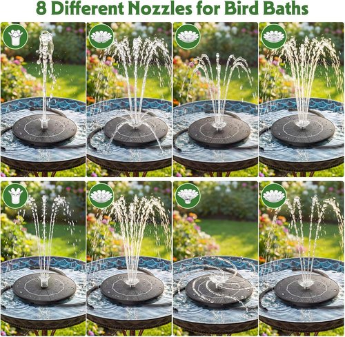 AISITIN Solar Fountain Pump - Upgraded 3.5W DIY Kit with 8 Nozzles & 9.8ft Cord for Garden & Pond