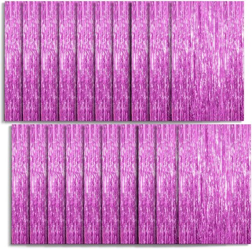 Foil Curtain Backdrop - 20 Pack Metallic Tinsel Fringe Curtains for Party Decorations | Birthday, Wedding, Baby Shower