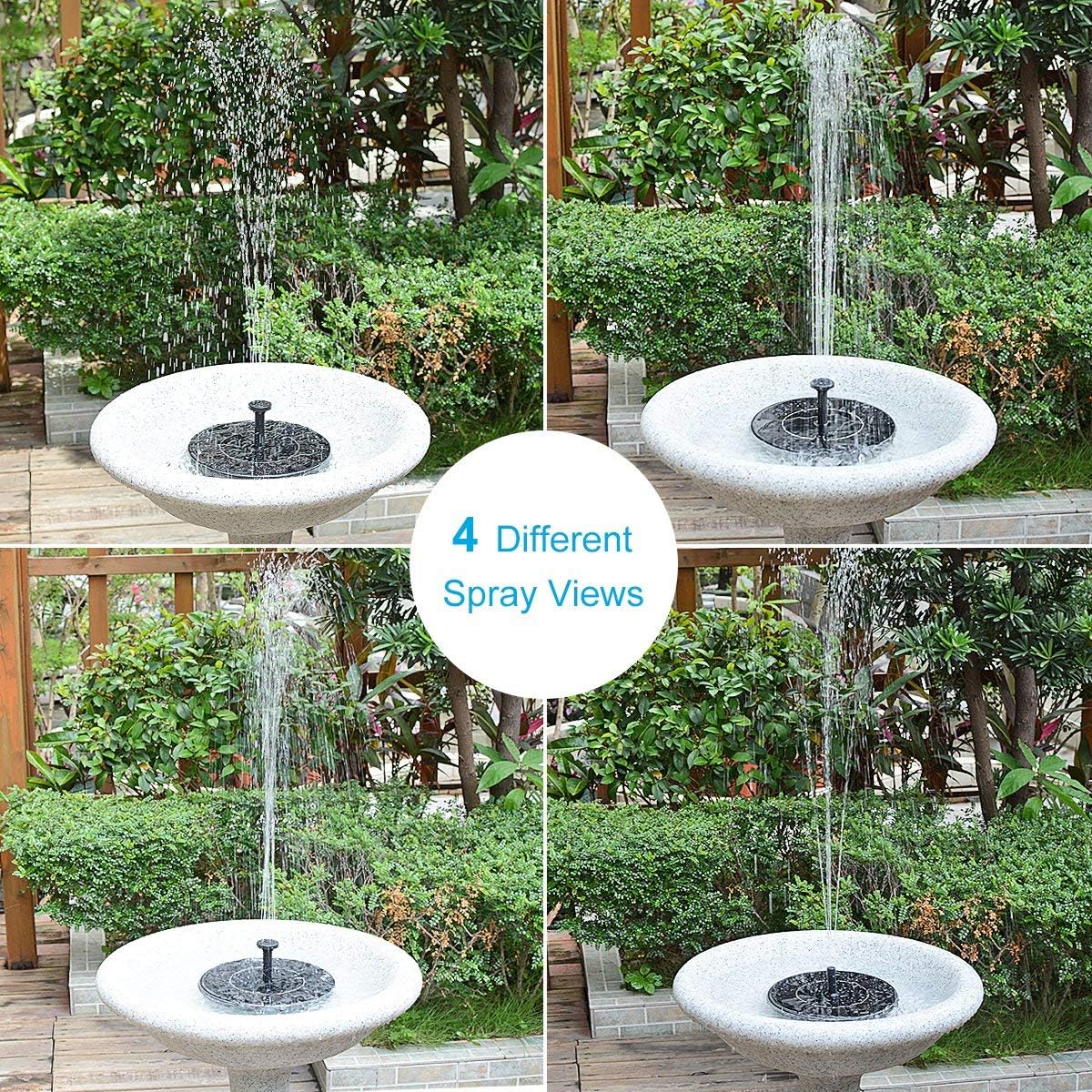 Skiennix Solar Fountain - Solar Powered Bird Bath Pump with 1.5W Floating Water Feature for Garden & Patio