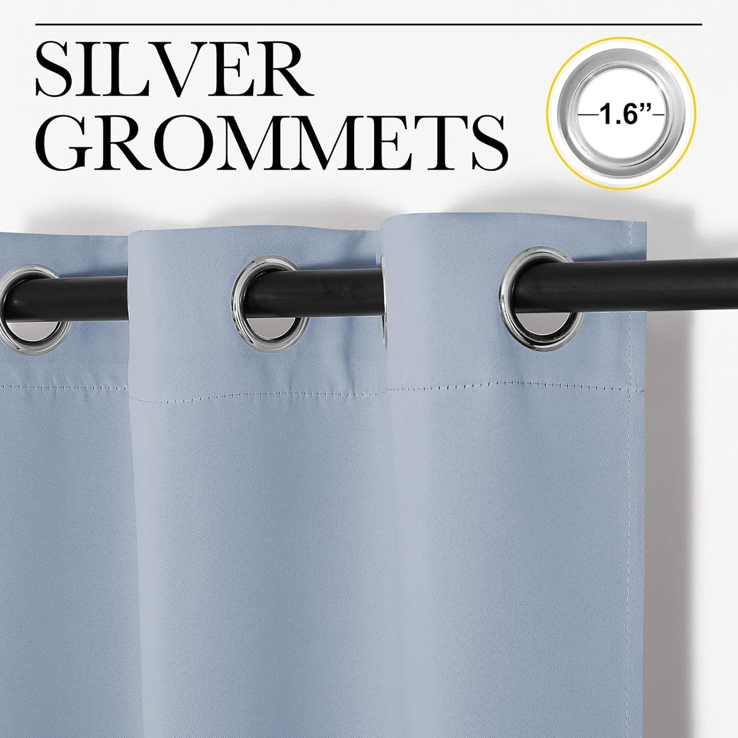 NICETOWN Vintage Blue Blackout Curtains - Thermal Insulated 90-Inch Drapes for Large Windows | 2 Panels, 42" Wide