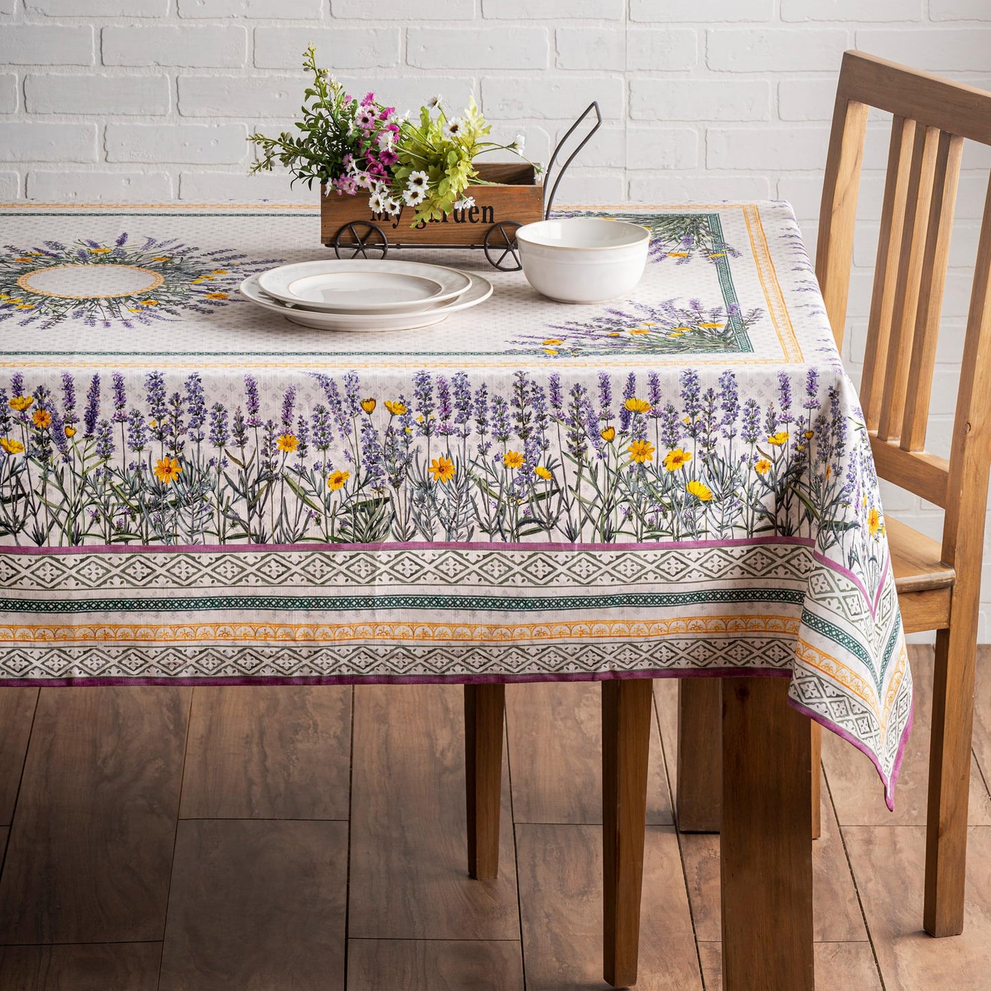 Maison d' Hermine Table Cloth Rectangle Table 100% Cotton 54 x 72 Inches Tablecloth Reusable Decorative for Dining Kitchen Room Farmhouse Home Gifts for Mothers Day Spring Summer - Fanny Lavender